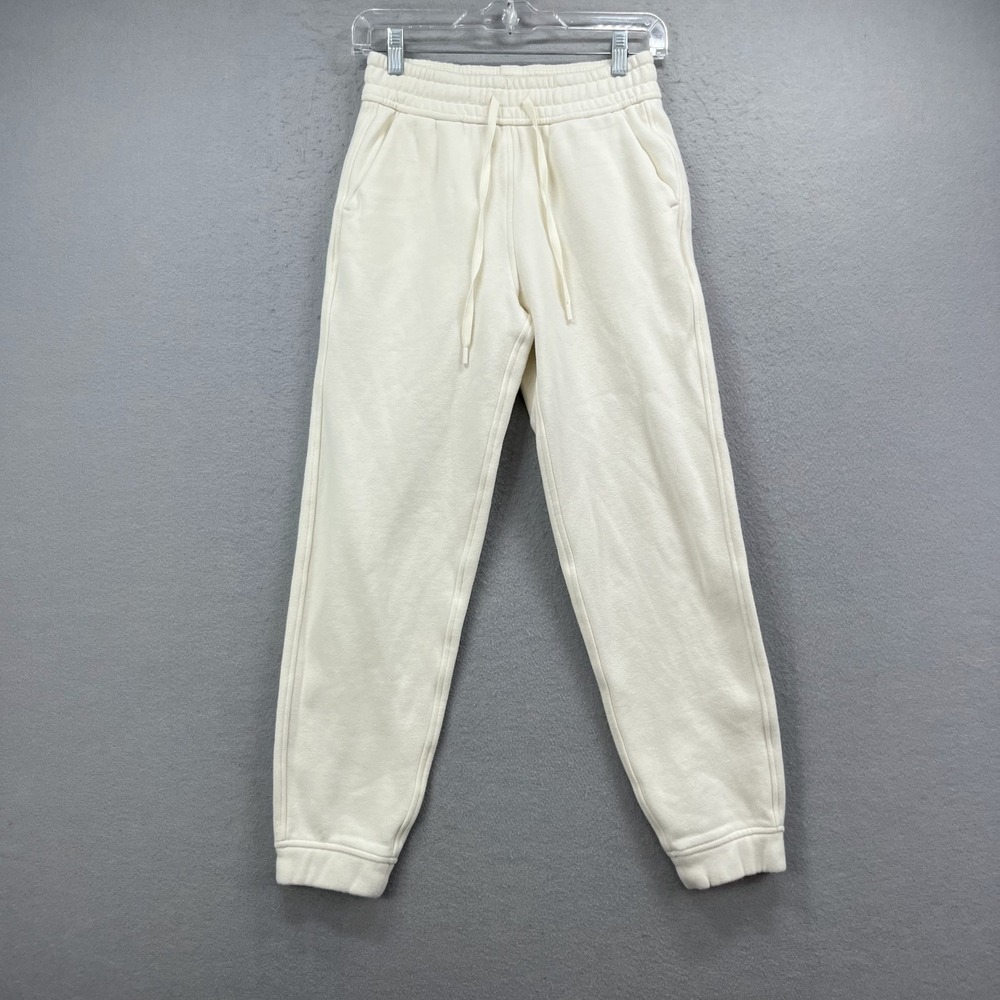 CRZ YOGA Sweatpants Womens XXS Cream White Cotton Blend Fleece Jogger Pants
